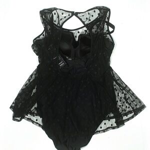Torrid Black Sheer Polka Dot One Piece